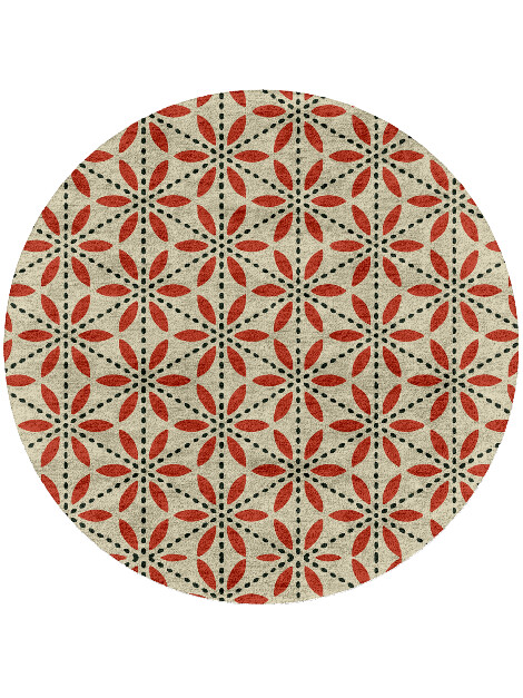 Trace Modern Geometrics Round Hand Tufted Bamboo Silk Custom Rug by Rug Artisan