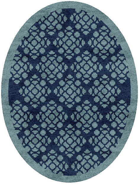 Tracery Geometric Oval Hand Tufted Bamboo Silk Custom Rug by Rug Artisan