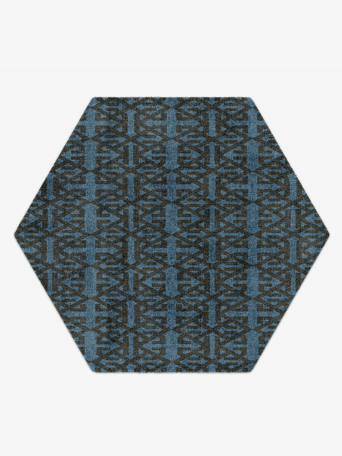 Trachea Geometric Hexagon Hand Knotted Bamboo Silk Custom Rug by Rug Artisan