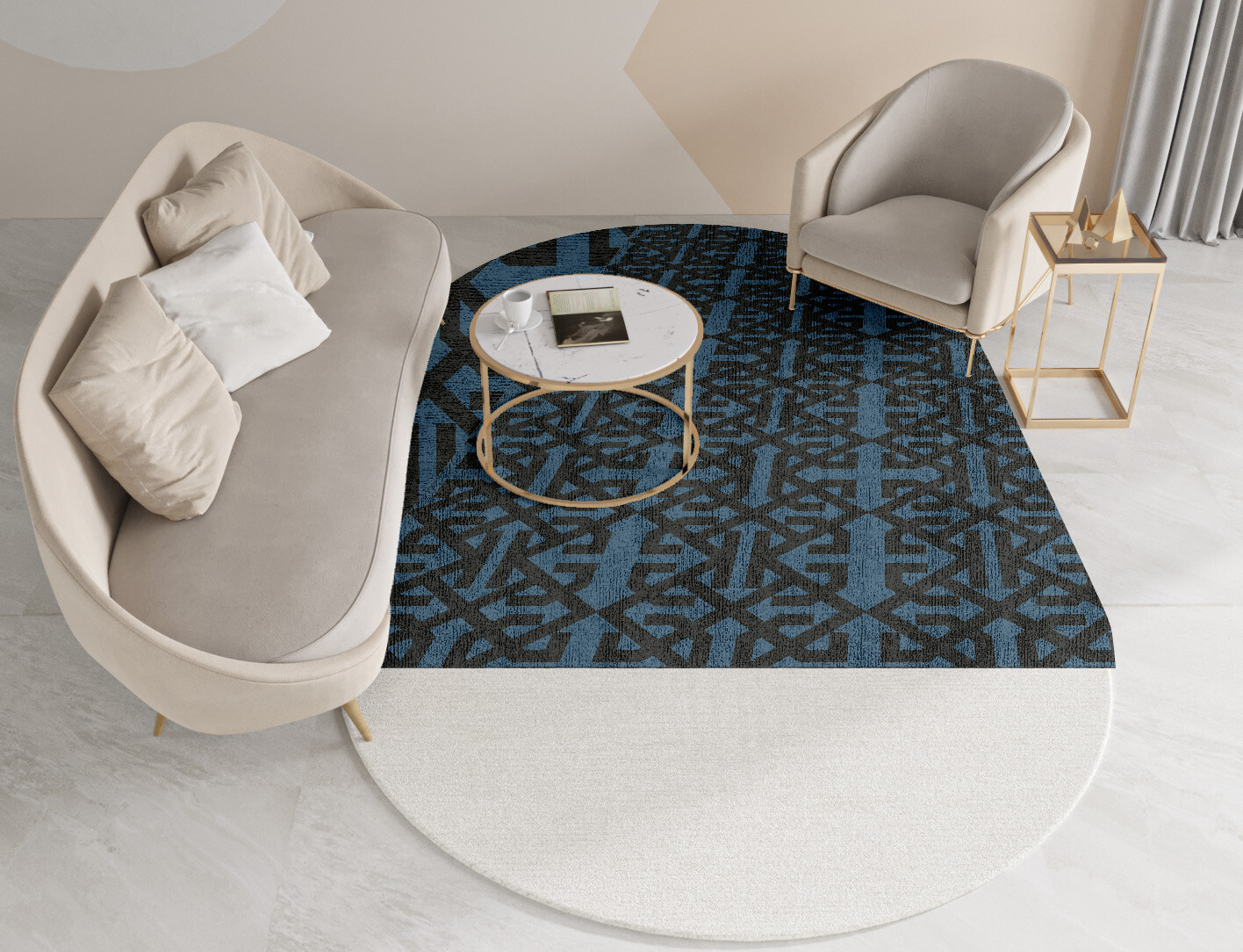 Trachea Geometric Capsule Hand Tufted Bamboo Silk Custom Rug by Rug Artisan