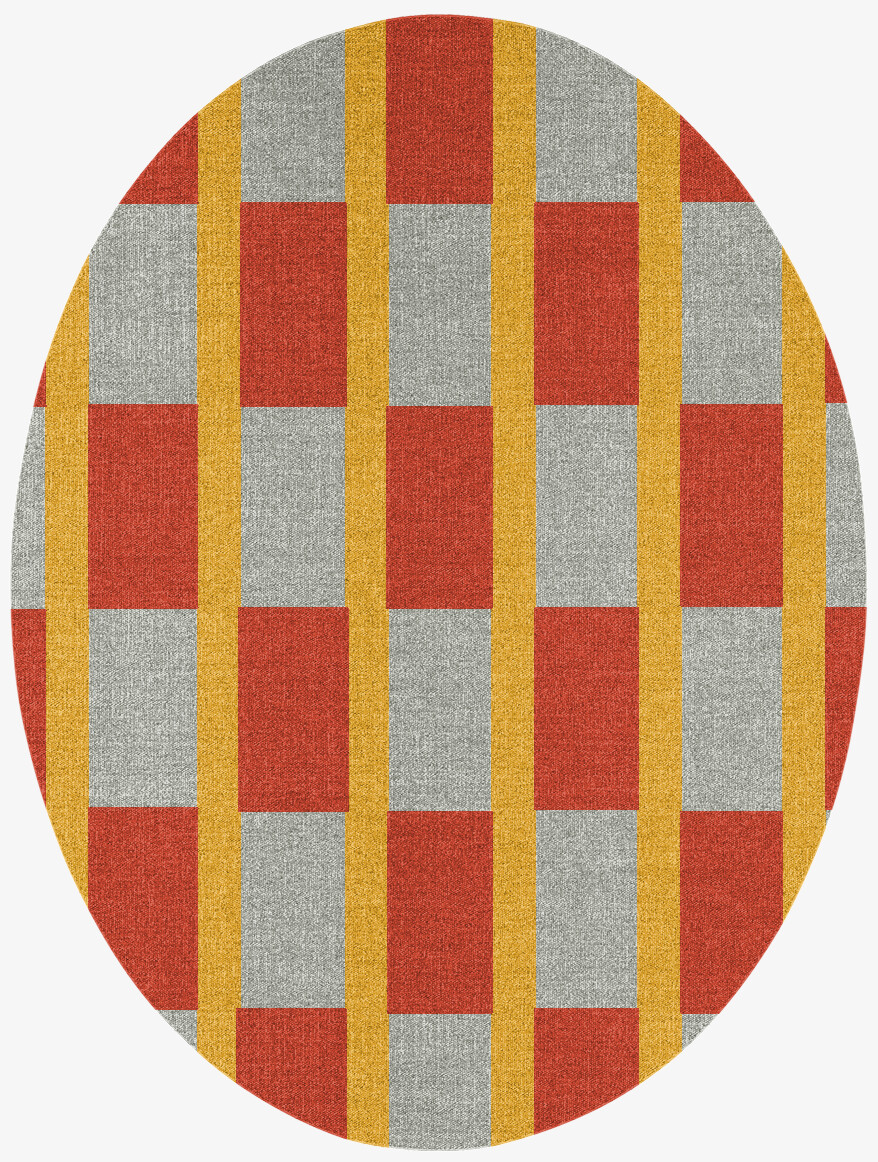 Tramlines Geometric Oval Flatweave New Zealand Wool Custom Rug by Rug Artisan