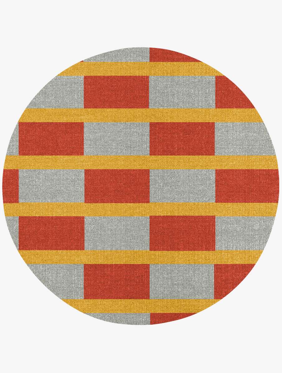 Tramlines Geometric Round Flatweave New Zealand Wool Custom Rug by Rug Artisan