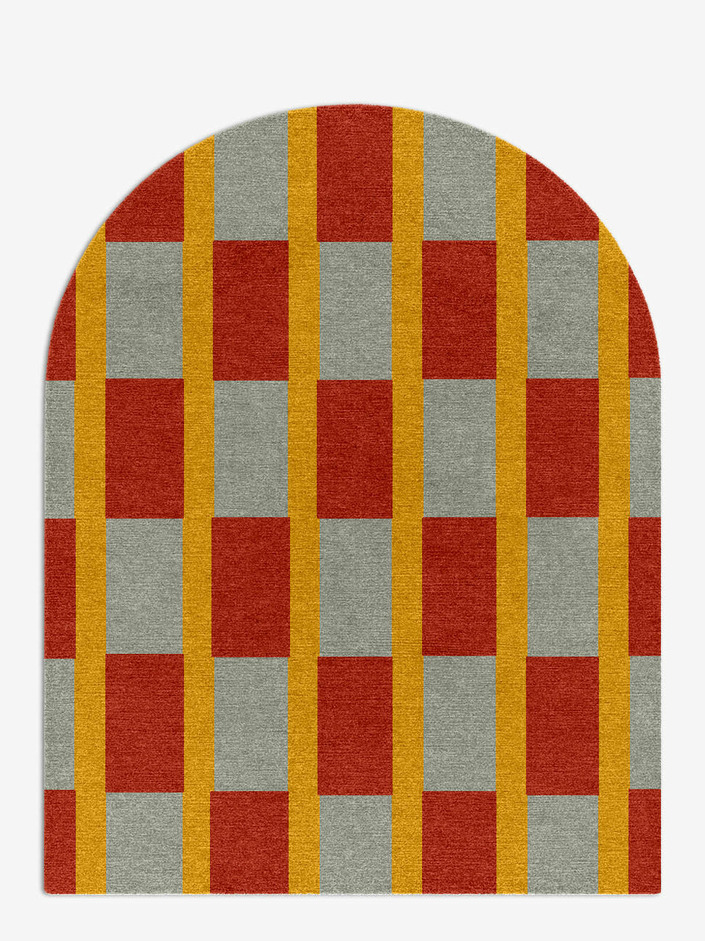 Tramlines Geometric Arch Hand Knotted Tibetan Wool Custom Rug by Rug Artisan