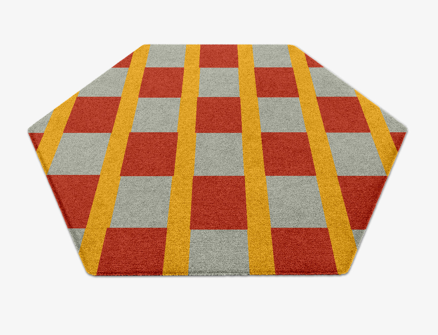 Tramlines Geometric Hexagon Hand Knotted Tibetan Wool Custom Rug by Rug Artisan