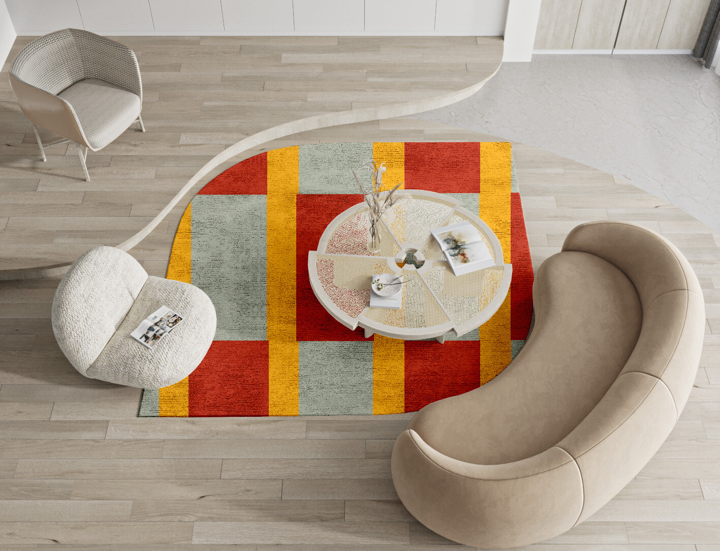 Tramlines Geometric Ogee Hand Knotted Bamboo Silk Custom Rug by Rug Artisan