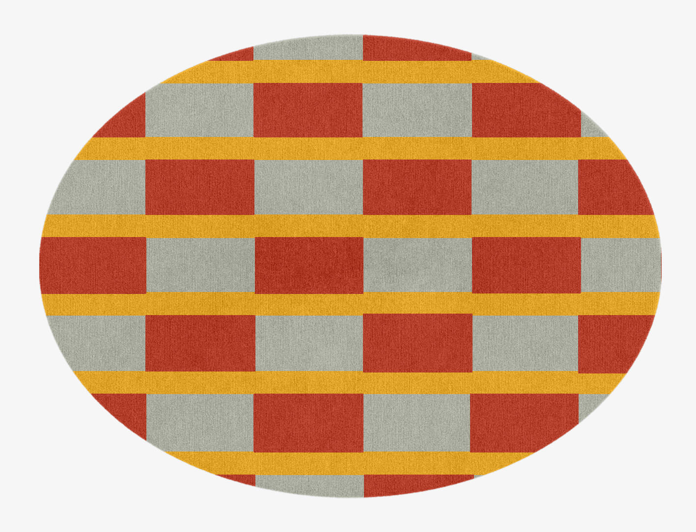 Tramlines Geometric Oval Hand Knotted Tibetan Wool Custom Rug by Rug Artisan