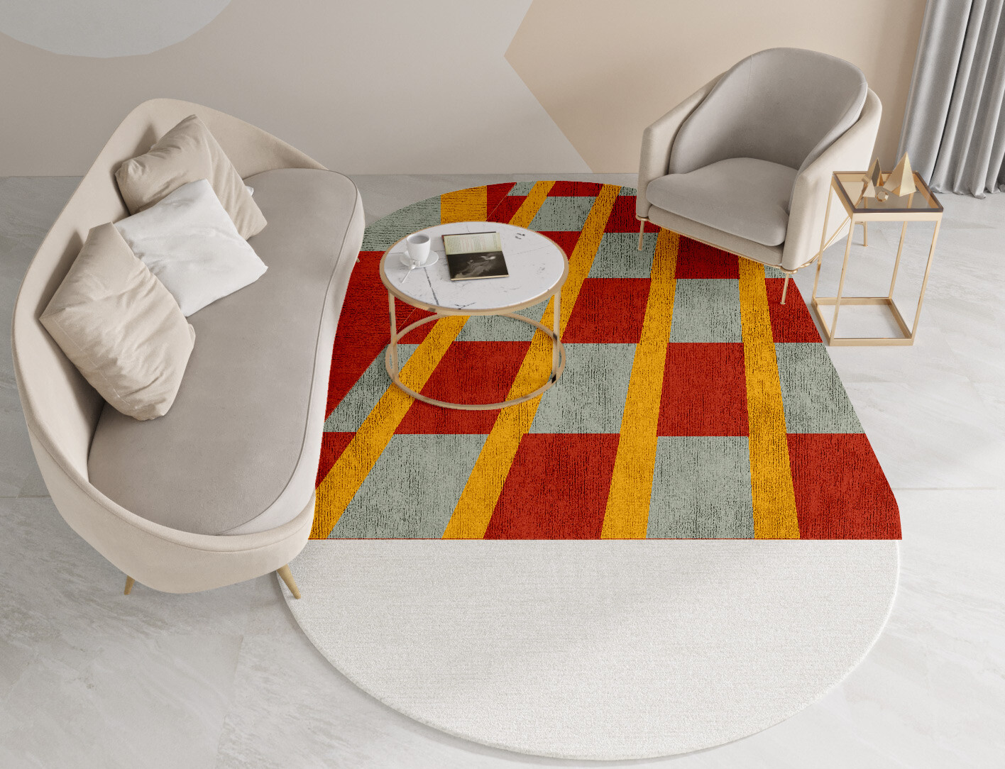 Tramlines Geometric Capsule Hand Tufted Bamboo Silk Custom Rug by Rug Artisan