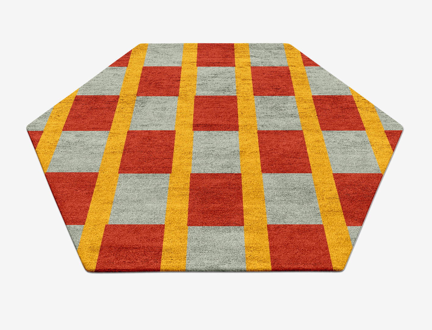 Tramlines Geometric Hexagon Hand Tufted Bamboo Silk Custom Rug by Rug Artisan
