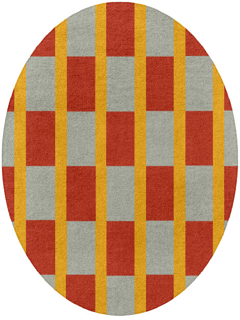 Tramlines Geometric Oval Hand Tufted Pure Wool Custom Rug by Rug Artisan