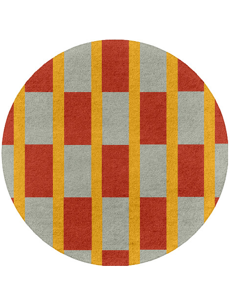 Tramlines Geometric Round Hand Tufted Pure Wool Custom Rug by Rug Artisan