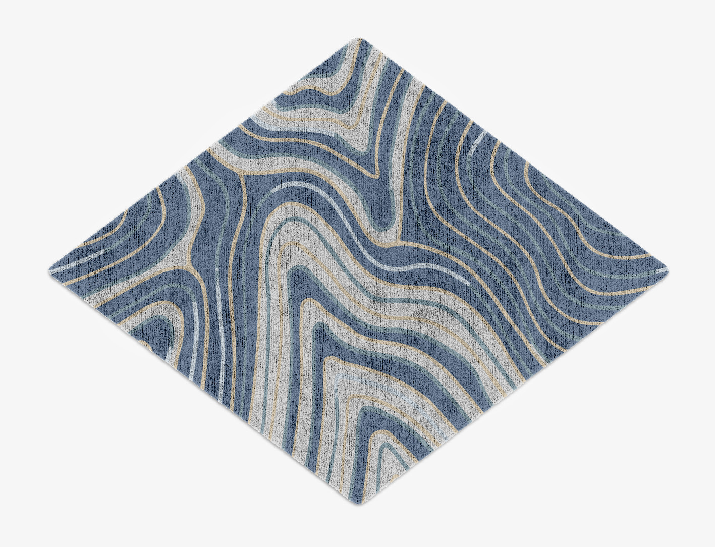 Tread Cerulean Diamond Hand Knotted Bamboo Silk Custom Rug by Rug Artisan