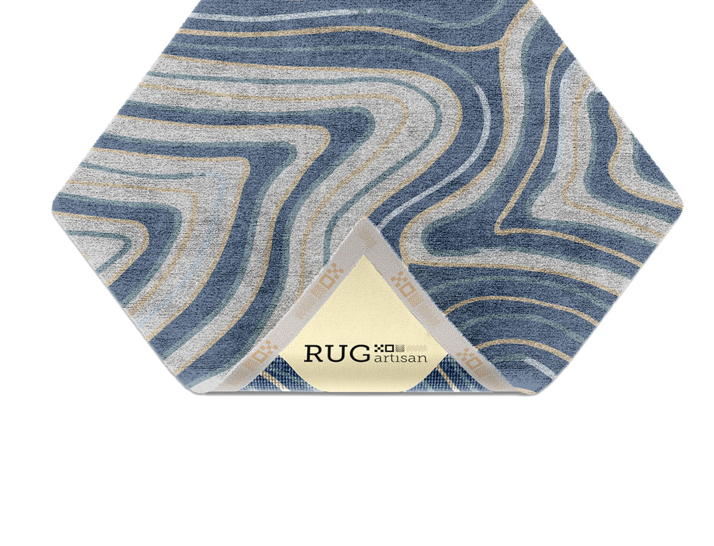 Tread Cerulean Diamond Hand Knotted Bamboo Silk Custom Rug by Rug Artisan