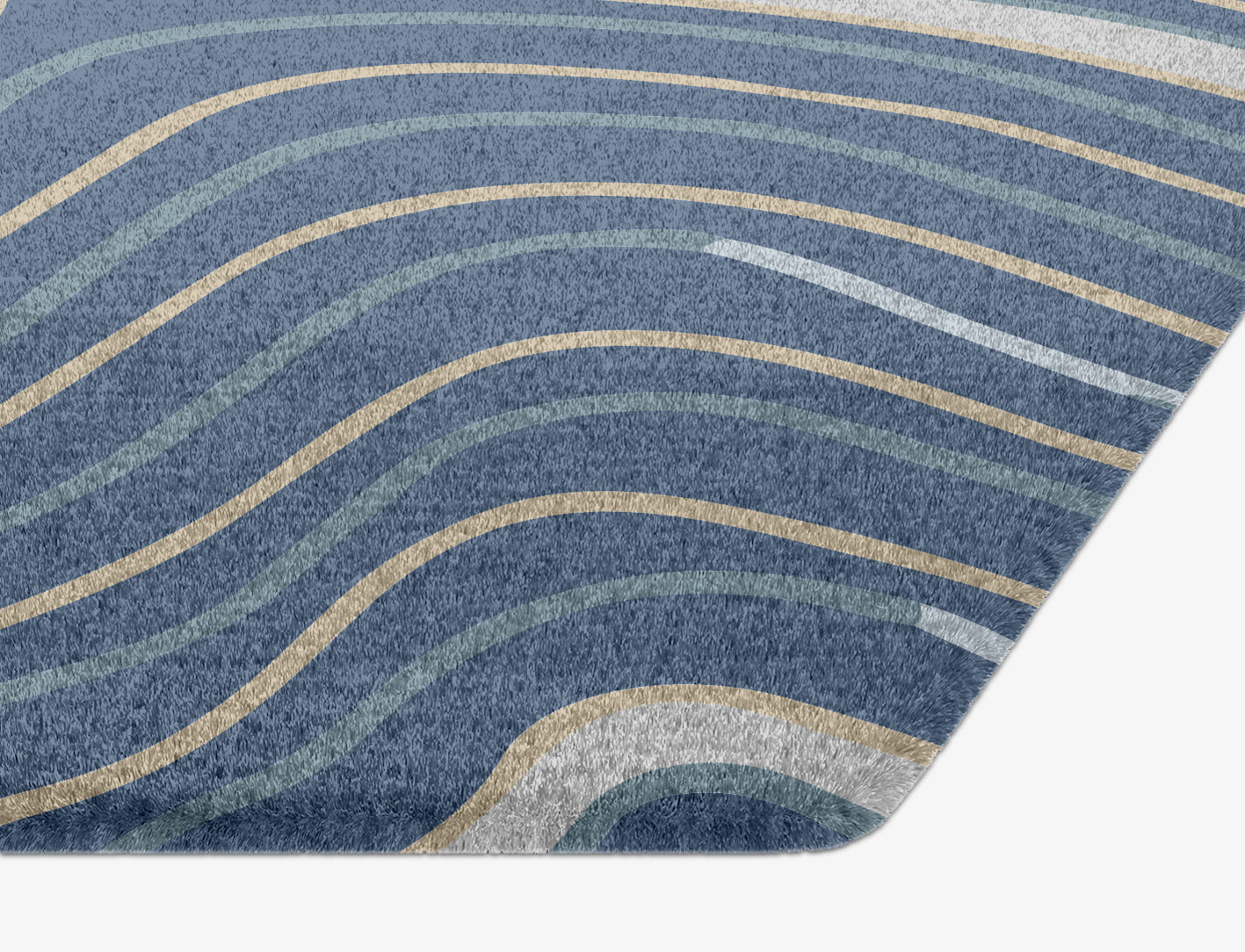 Tread Cerulean Hexagon Hand Knotted Tibetan Wool Custom Rug by Rug Artisan