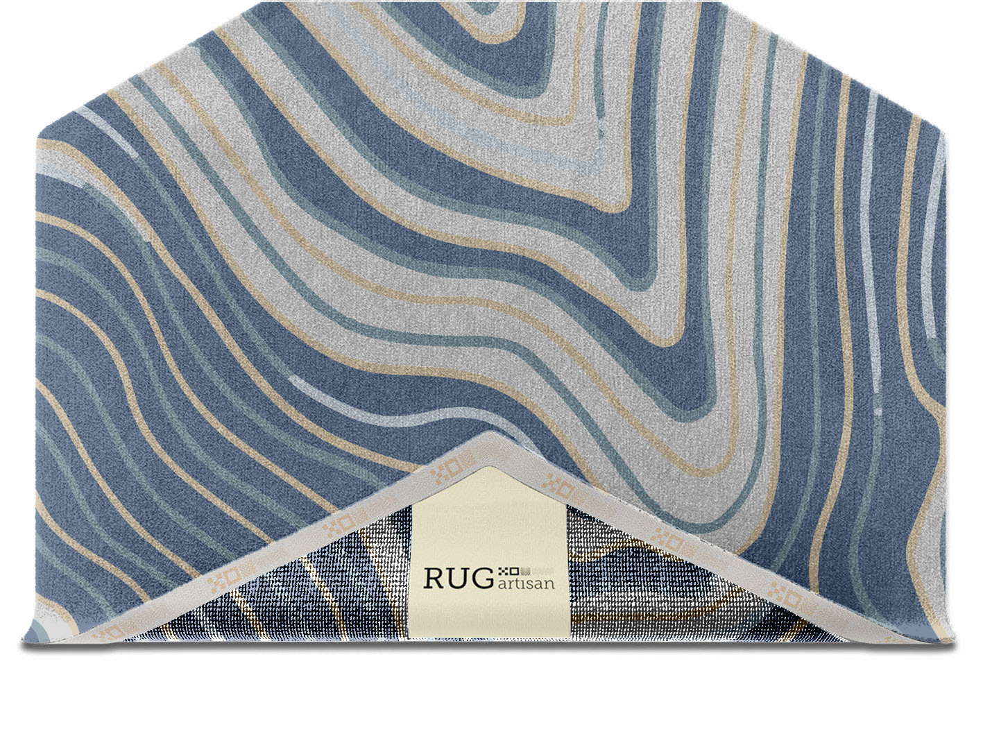 Tread Cerulean Hexagon Hand Knotted Tibetan Wool Custom Rug by Rug Artisan