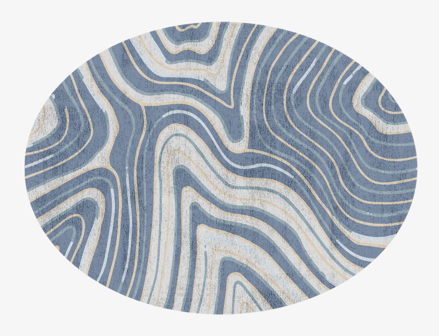 Tread Cerulean Oval Hand Knotted Bamboo Silk Custom Rug by Rug Artisan
