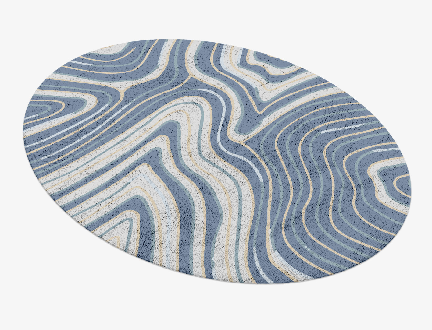 Tread Cerulean Oval Hand Knotted Bamboo Silk Custom Rug by Rug Artisan