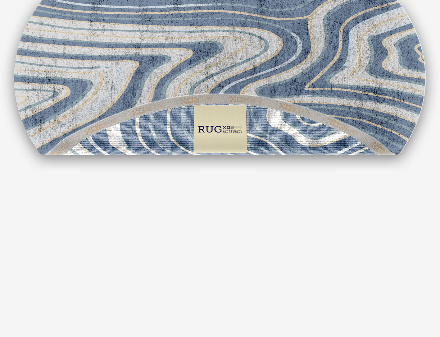Tread Cerulean Oval Hand Knotted Bamboo Silk Custom Rug by Rug Artisan