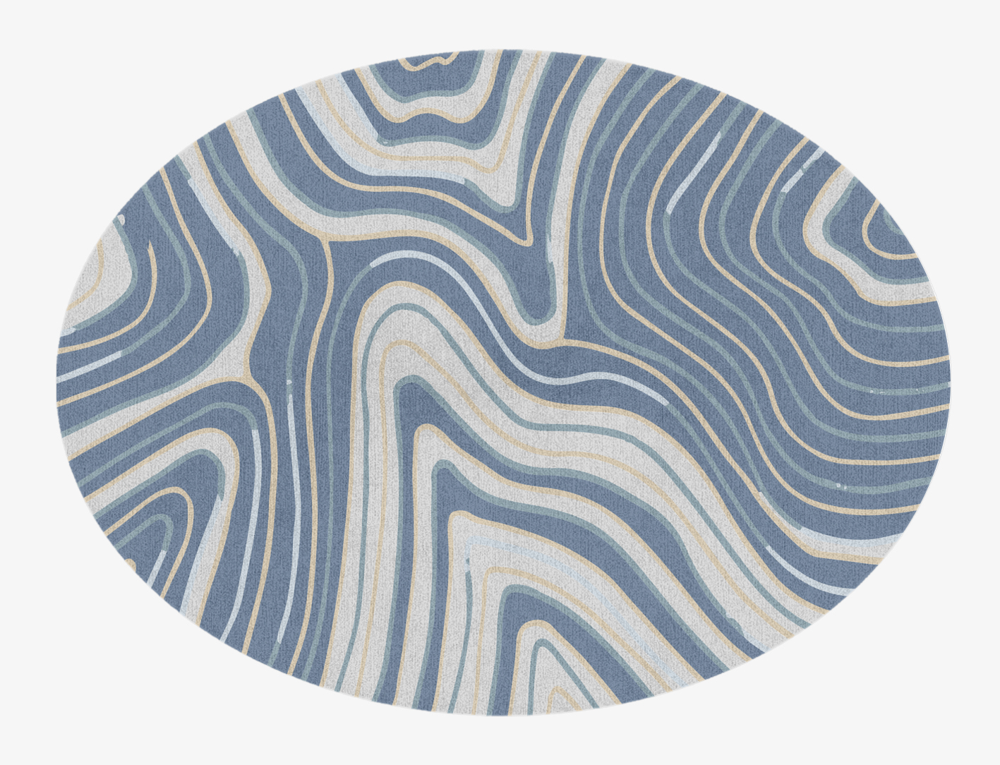 Tread Cerulean Oval Hand Knotted Tibetan Wool Custom Rug by Rug Artisan