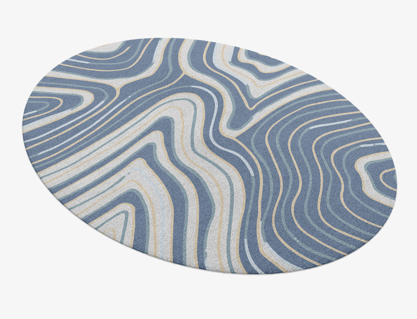 Tread Cerulean Oval Hand Knotted Tibetan Wool Custom Rug by Rug Artisan