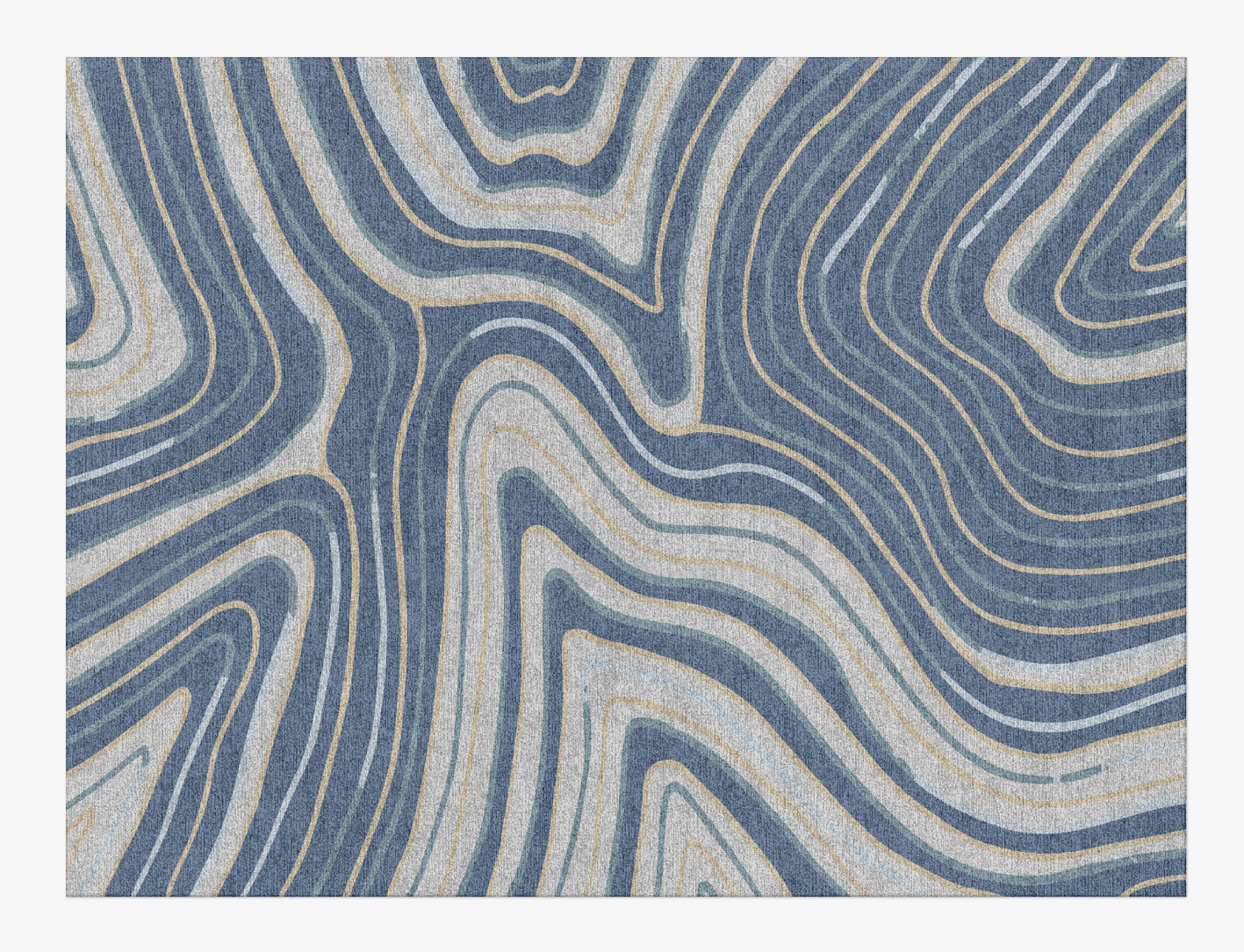Tread Cerulean Rectangle Hand Knotted Tibetan Wool Custom Rug by Rug Artisan