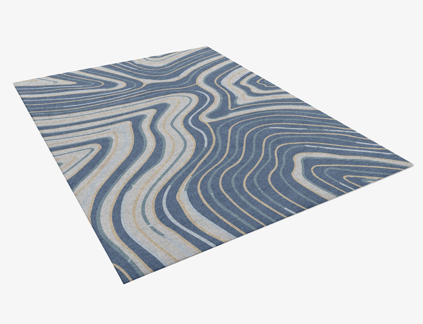 Tread Cerulean Rectangle Hand Knotted Tibetan Wool Custom Rug by Rug Artisan