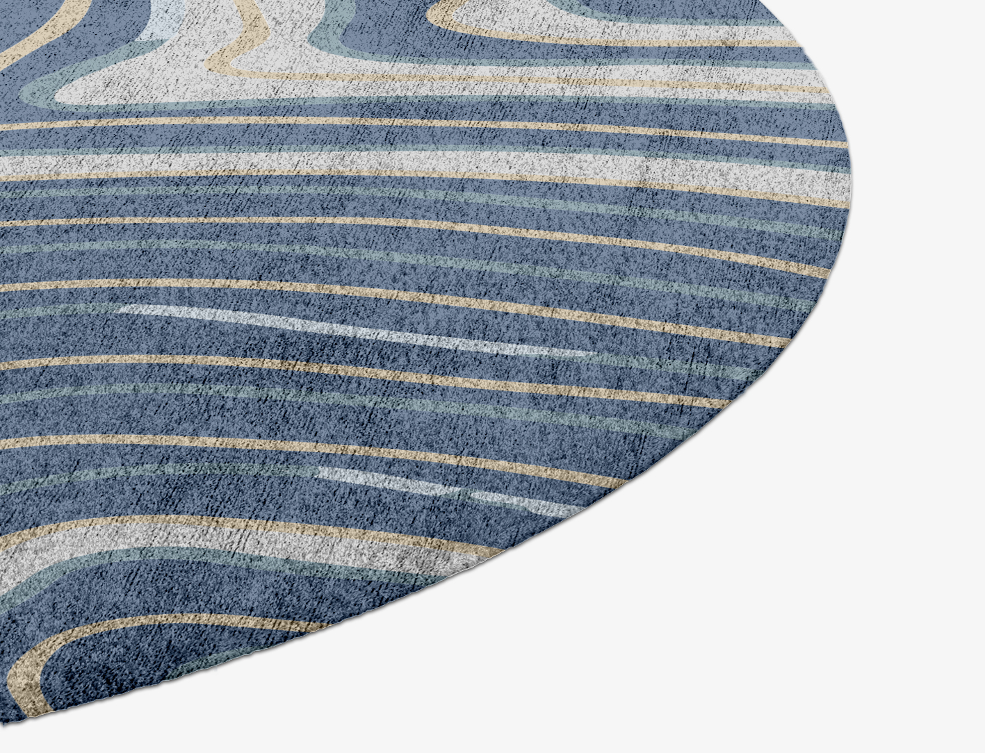 Tread Cerulean Round Hand Knotted Bamboo Silk Custom Rug by Rug Artisan