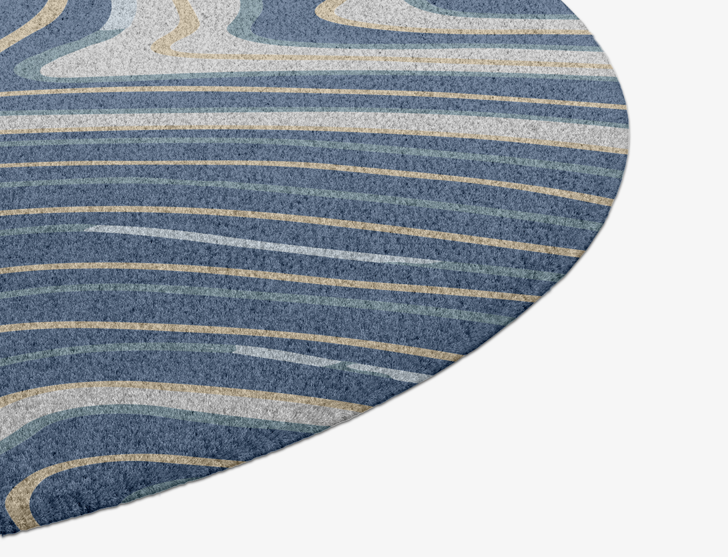 Tread Cerulean Round Hand Knotted Tibetan Wool Custom Rug by Rug Artisan