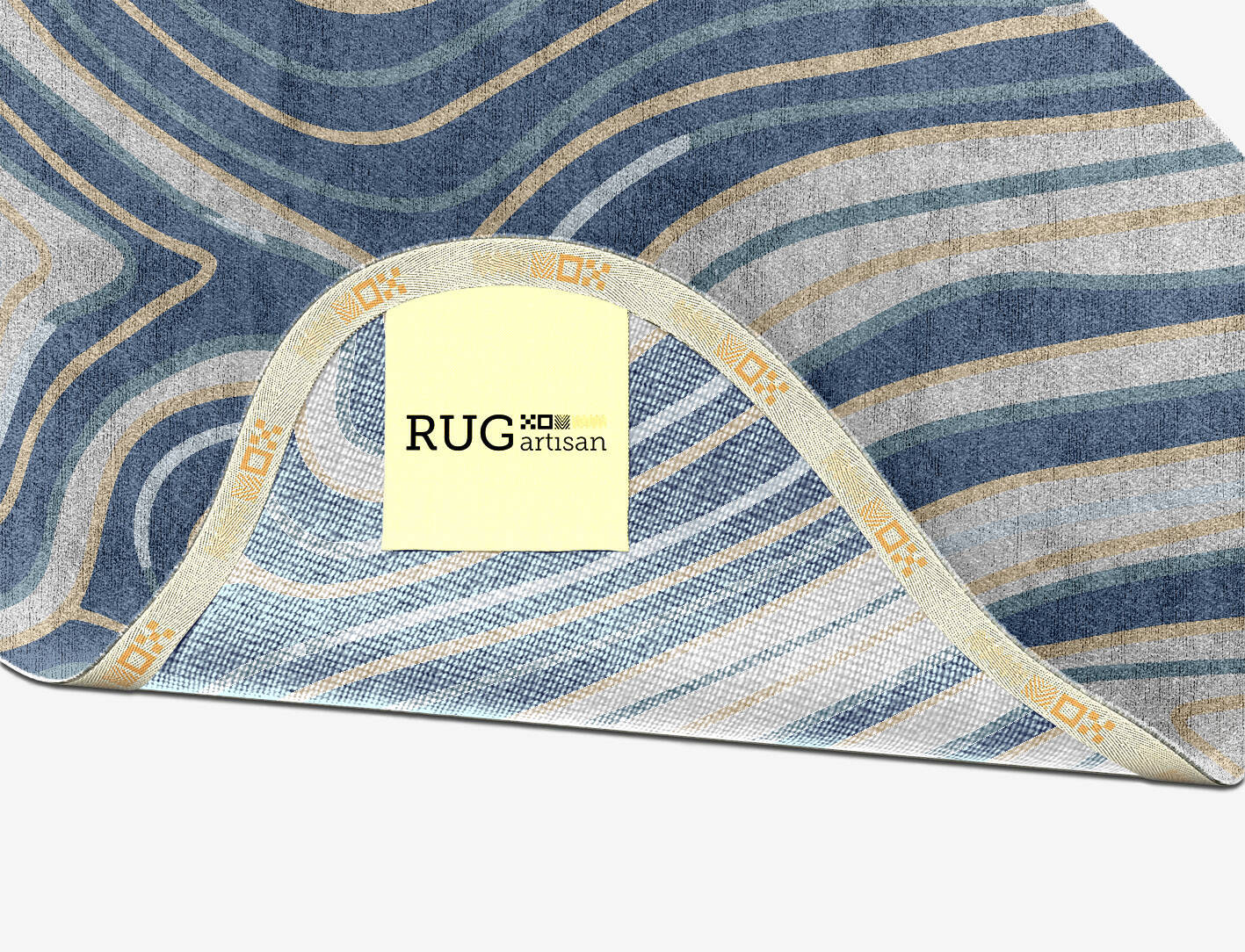 Tread Cerulean Splash Hand Knotted Bamboo Silk Custom Rug by Rug Artisan