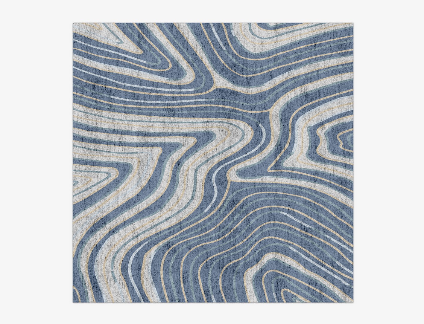 Tread Cerulean Square Hand Knotted Bamboo Silk Custom Rug by Rug Artisan