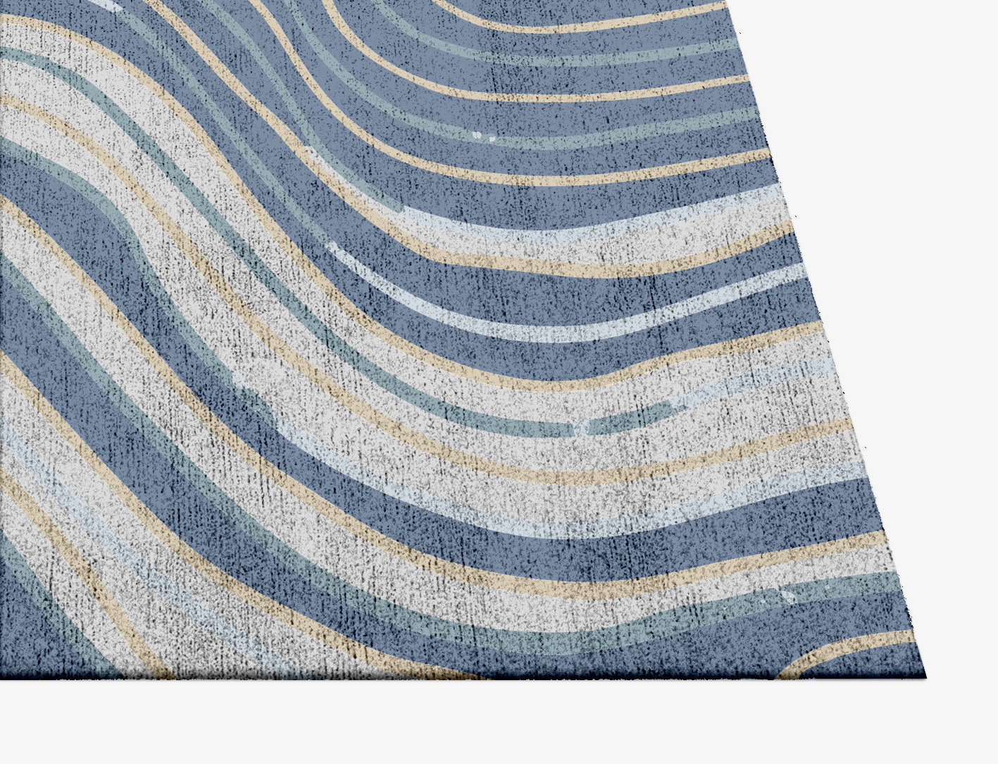 Tread Cerulean Square Hand Knotted Bamboo Silk Custom Rug by Rug Artisan
