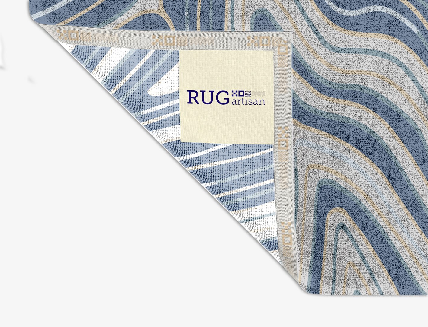 Tread Cerulean Square Hand Knotted Bamboo Silk Custom Rug by Rug Artisan