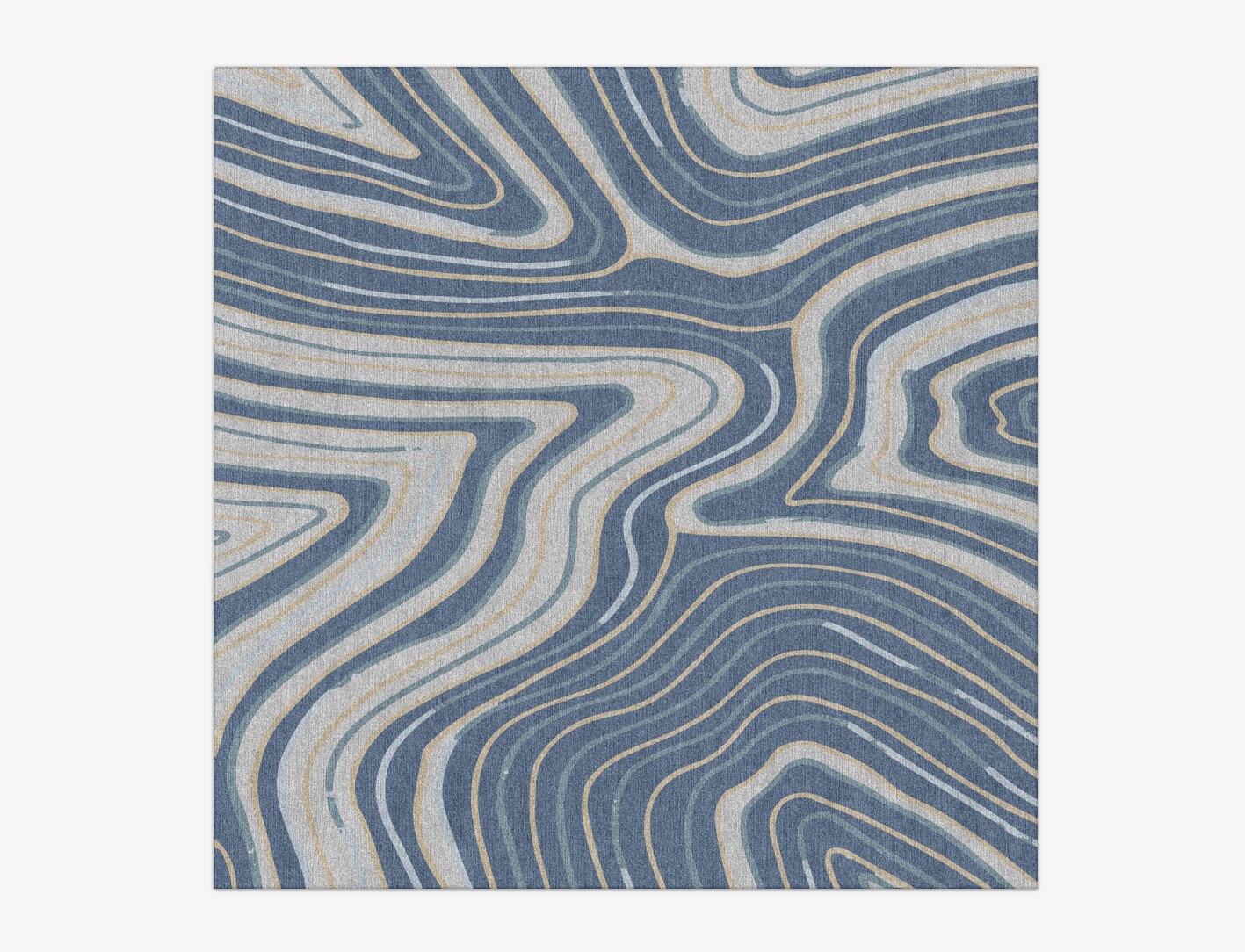 Tread Cerulean Square Hand Knotted Tibetan Wool Custom Rug by Rug Artisan
