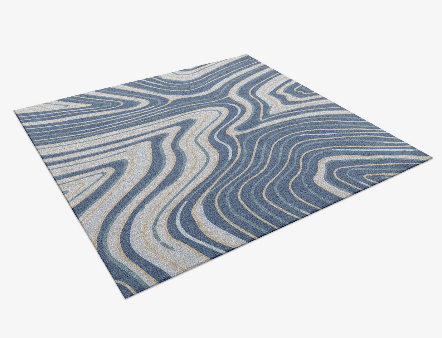 Tread Cerulean Square Hand Knotted Tibetan Wool Custom Rug by Rug Artisan