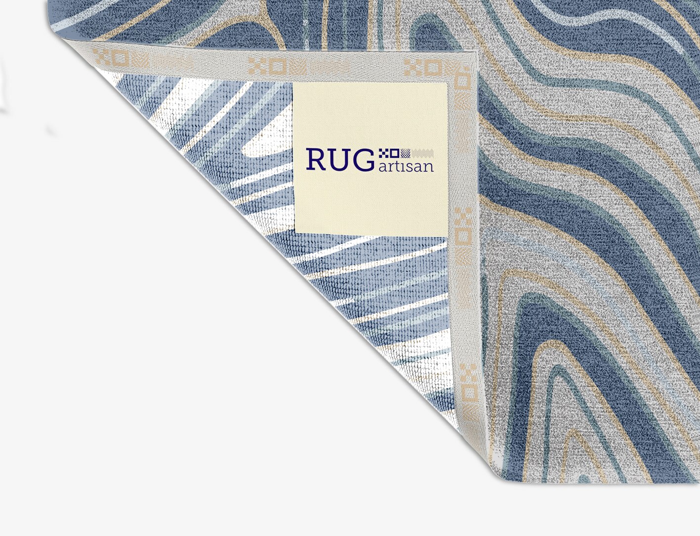 Tread Cerulean Square Hand Knotted Tibetan Wool Custom Rug by Rug Artisan