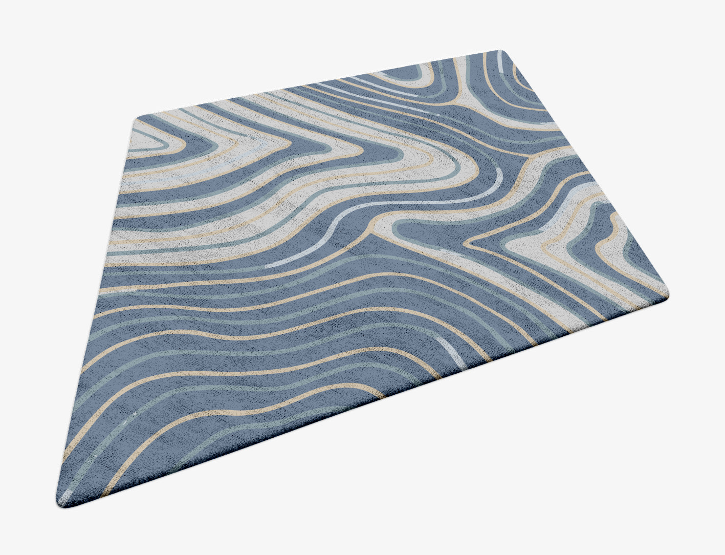 Tread Cerulean Diamond Hand Tufted Bamboo Silk Custom Rug by Rug Artisan