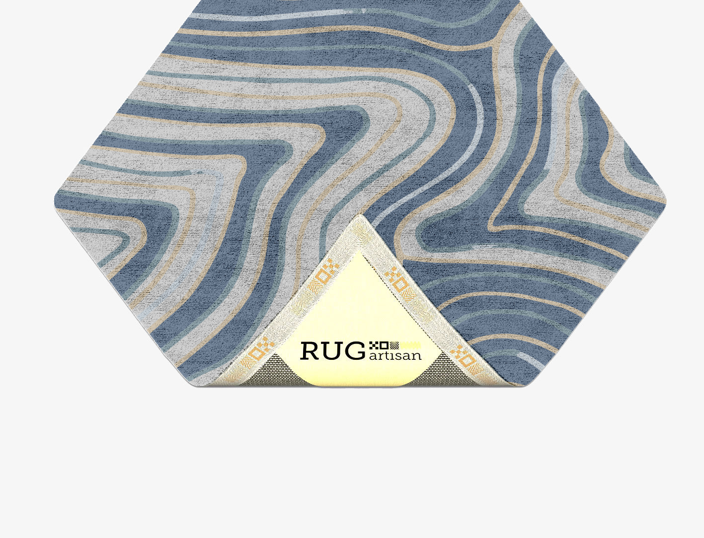 Tread Cerulean Diamond Hand Tufted Bamboo Silk Custom Rug by Rug Artisan