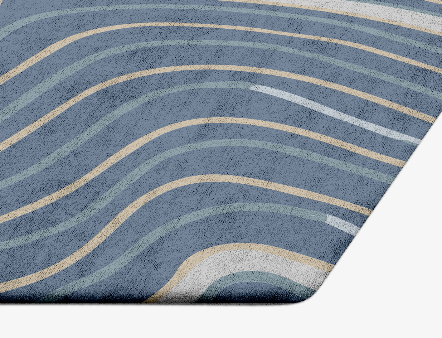 Tread Cerulean Hexagon Hand Tufted Bamboo Silk Custom Rug by Rug Artisan