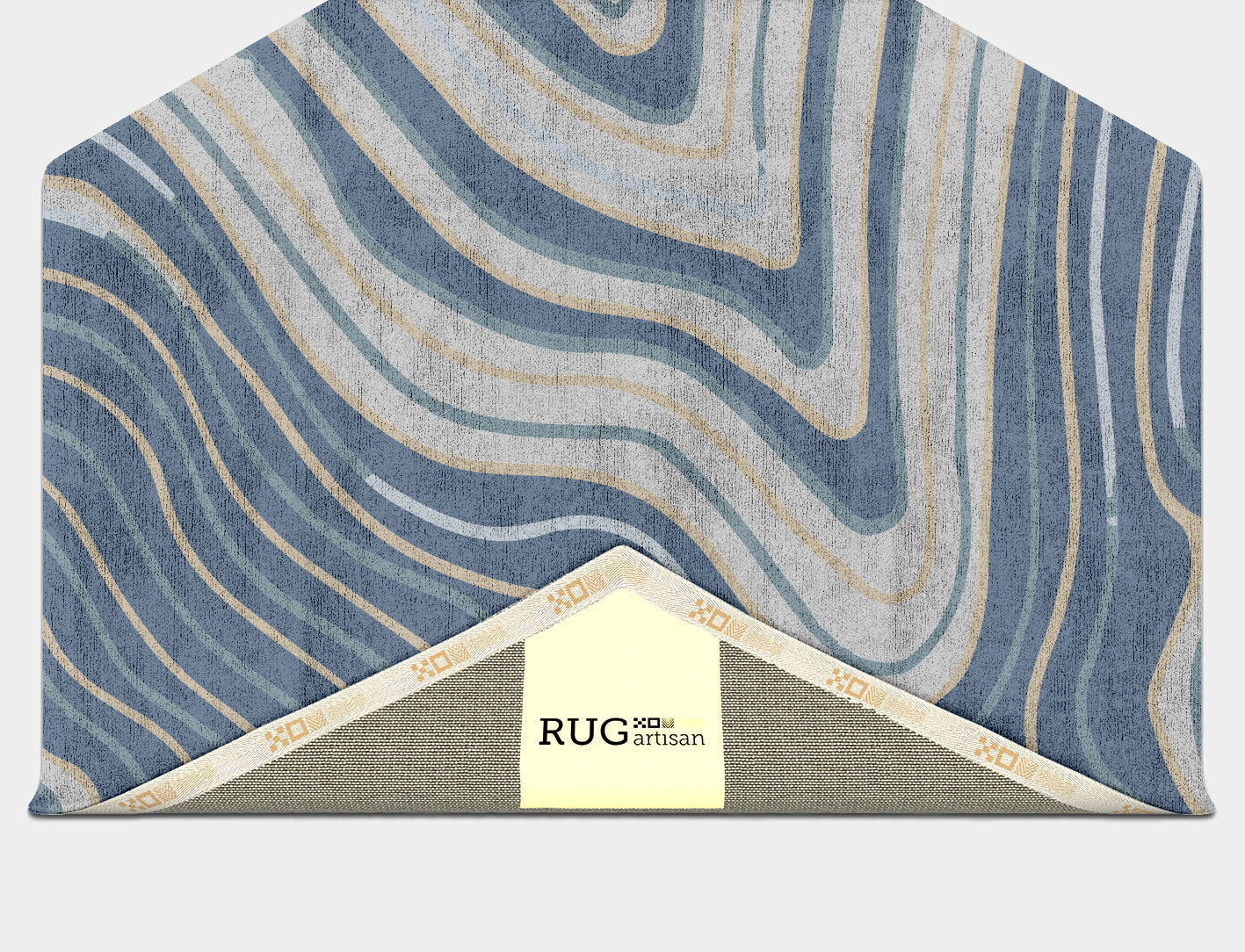 Tread Cerulean Hexagon Hand Tufted Bamboo Silk Custom Rug by Rug Artisan