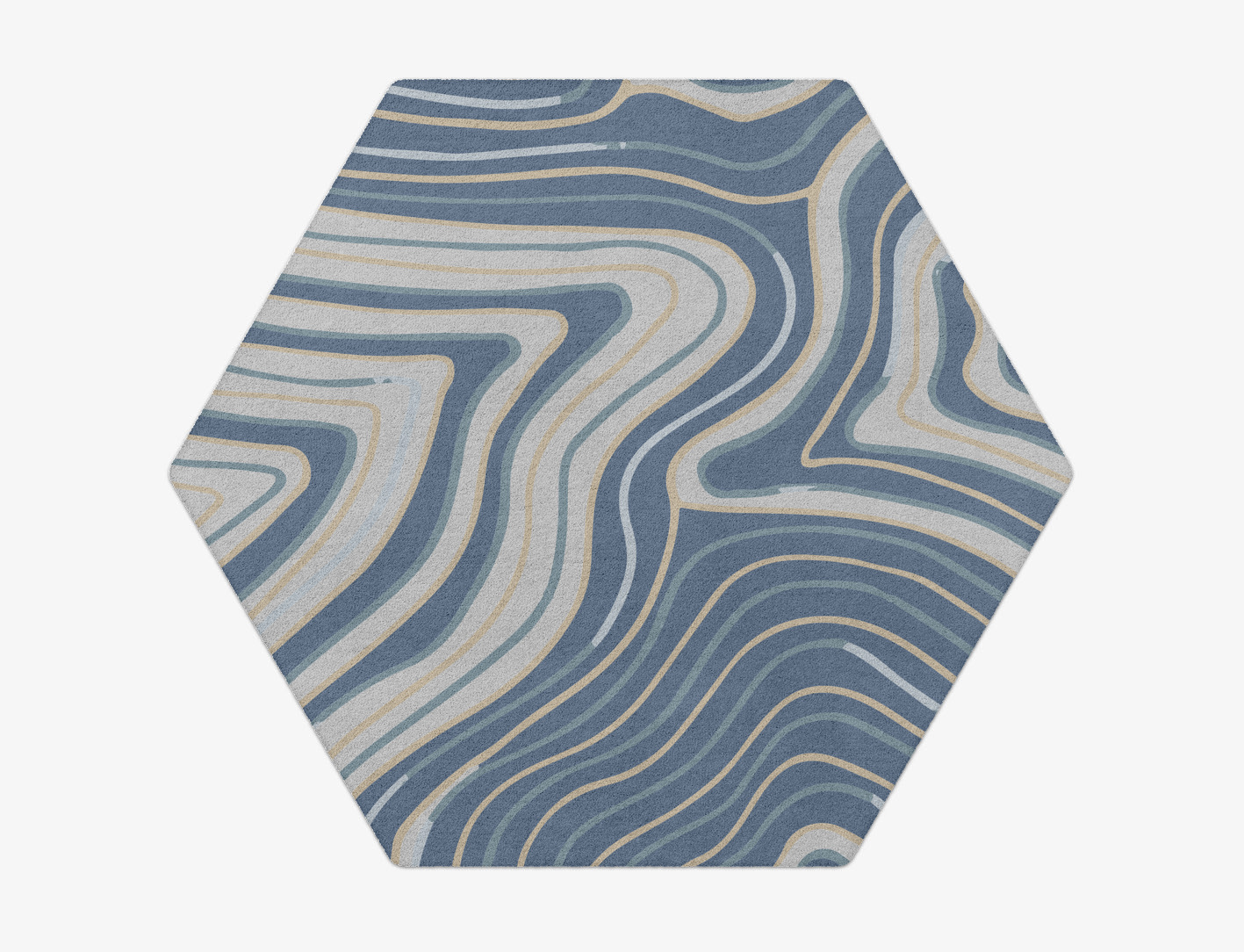 Tread Cerulean Hexagon Hand Tufted Pure Wool Custom Rug by Rug Artisan