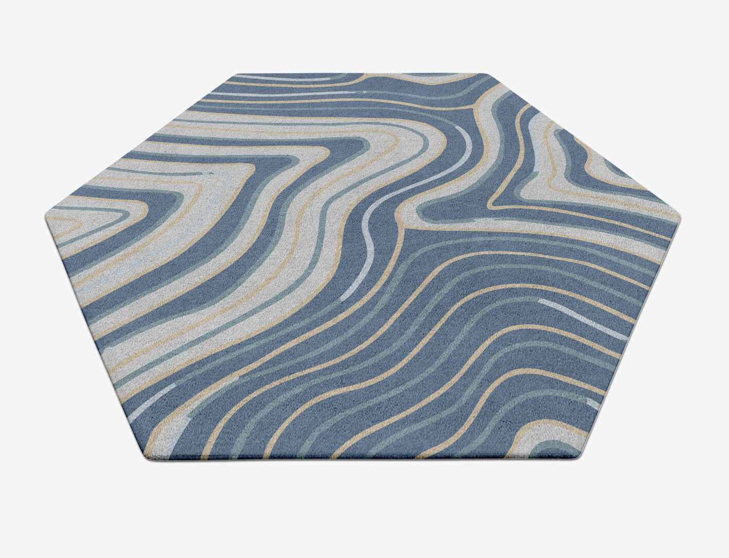 Tread Cerulean Hexagon Hand Tufted Pure Wool Custom Rug by Rug Artisan
