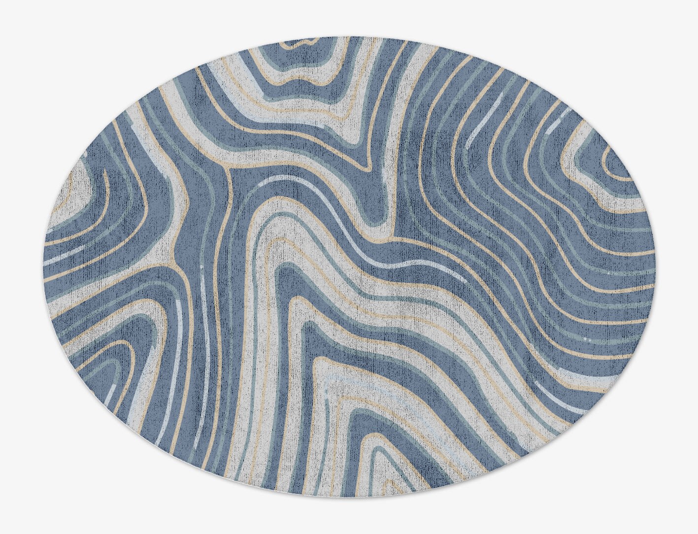 Tread Cerulean Oval Hand Tufted Bamboo Silk Custom Rug by Rug Artisan