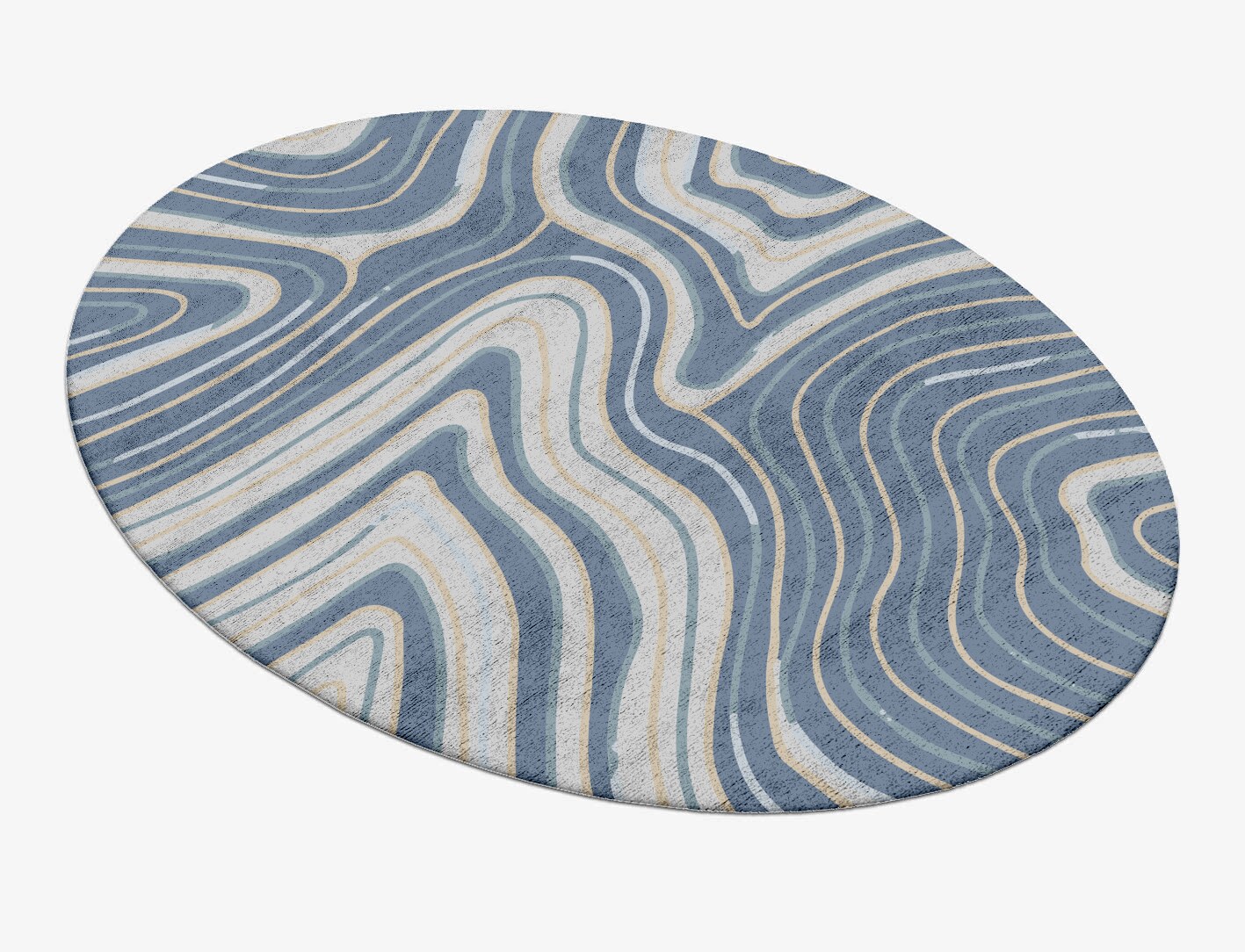 Tread Cerulean Oval Hand Tufted Bamboo Silk Custom Rug by Rug Artisan