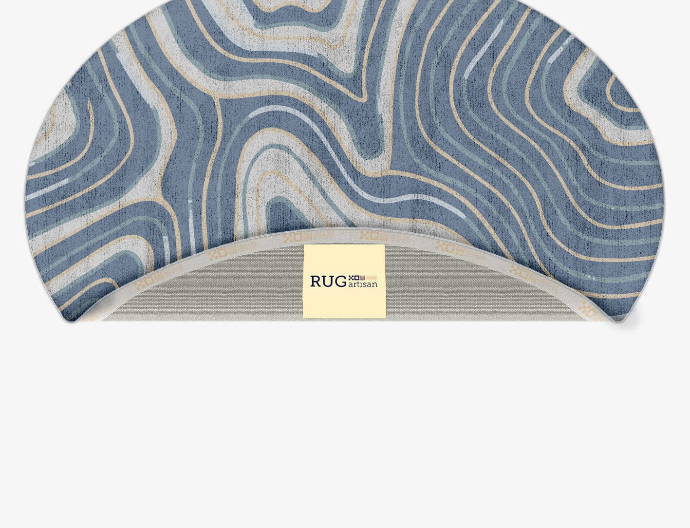 Tread Cerulean Oval Hand Tufted Bamboo Silk Custom Rug by Rug Artisan
