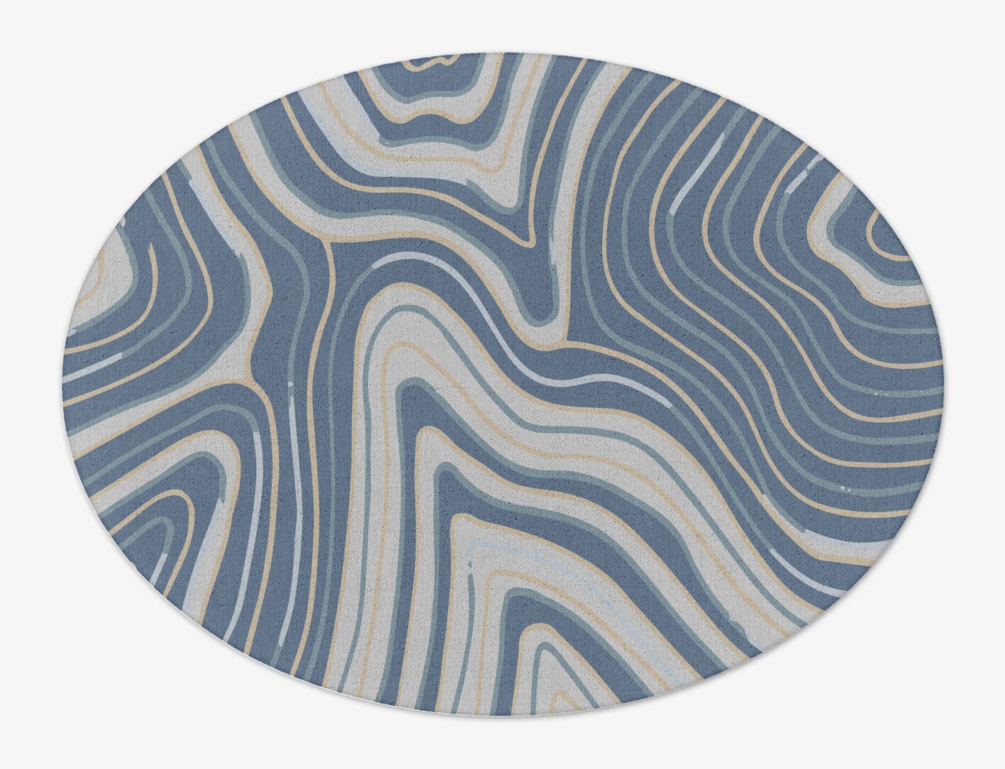 Tread Cerulean Oval Hand Tufted Pure Wool Custom Rug by Rug Artisan