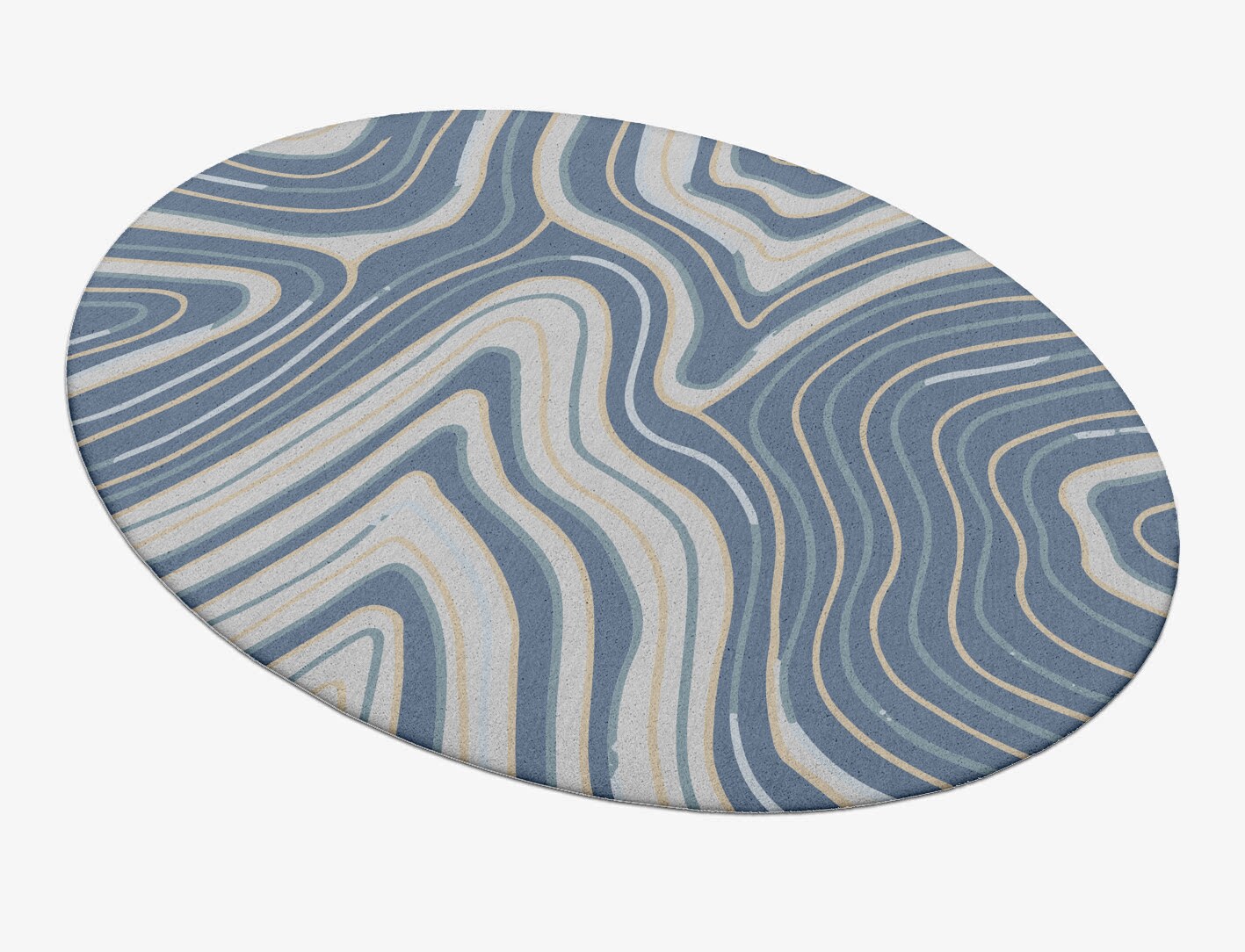 Tread Cerulean Oval Hand Tufted Pure Wool Custom Rug by Rug Artisan