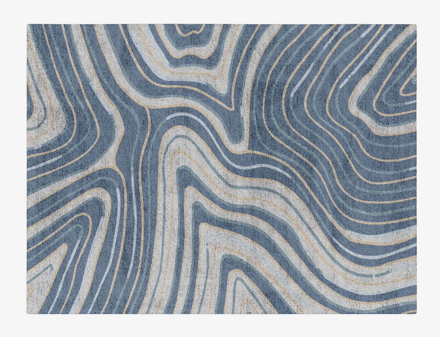 Tread Cerulean Rectangle Hand Tufted Bamboo Silk Custom Rug by Rug Artisan