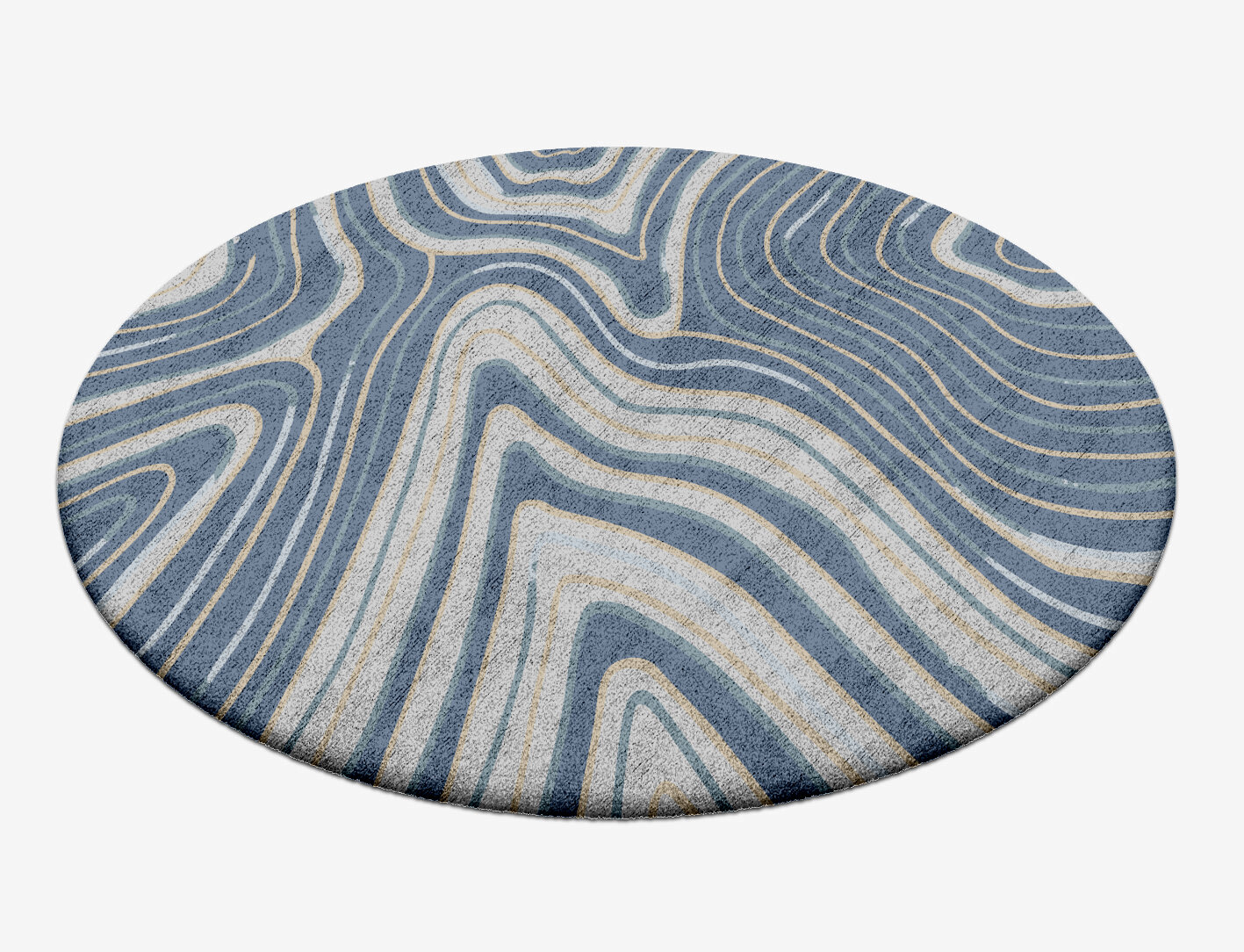 Tread Cerulean Round Hand Tufted Bamboo Silk Custom Rug by Rug Artisan