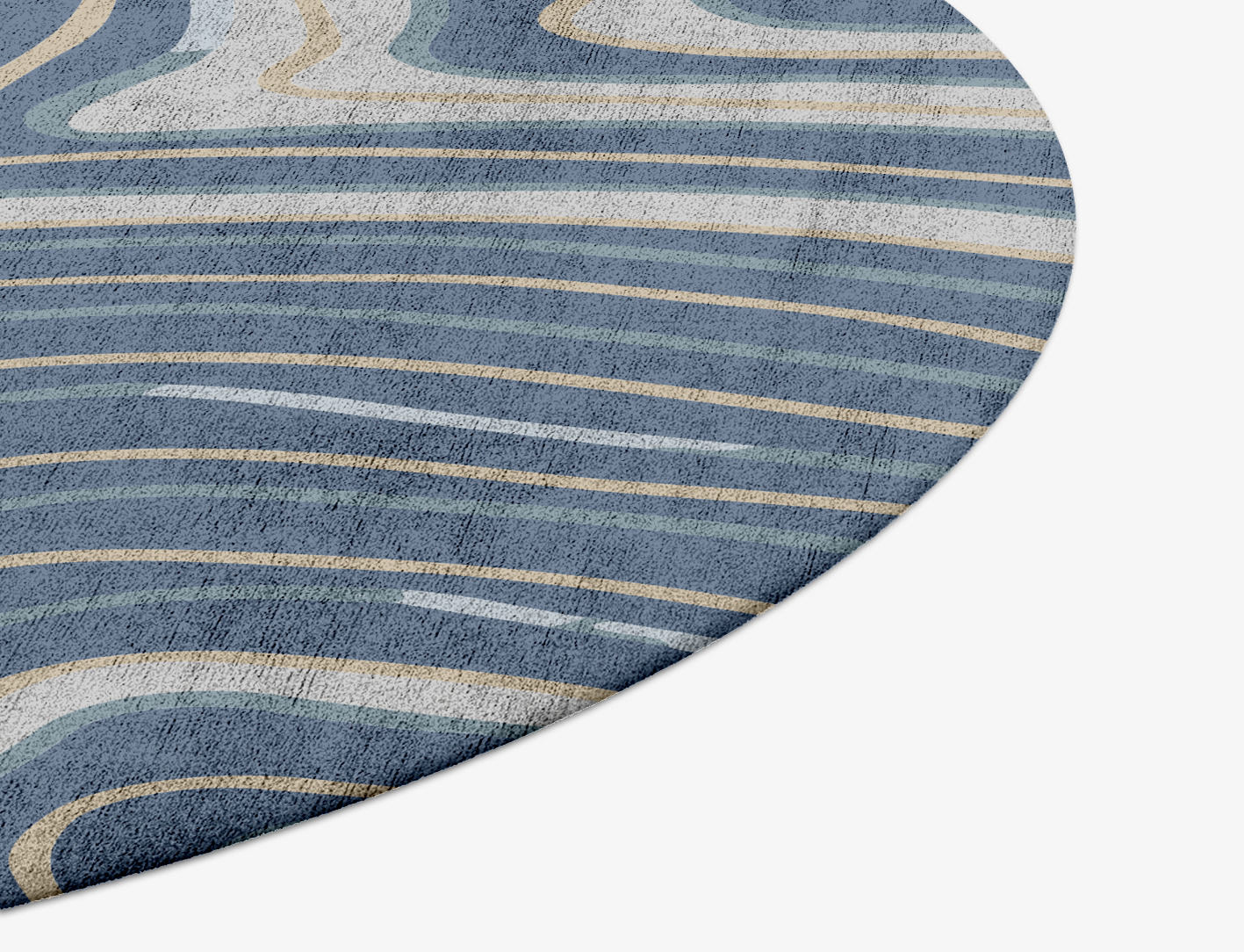Tread Cerulean Round Hand Tufted Bamboo Silk Custom Rug by Rug Artisan