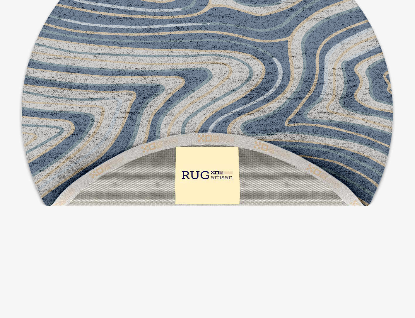 Tread Cerulean Round Hand Tufted Bamboo Silk Custom Rug by Rug Artisan