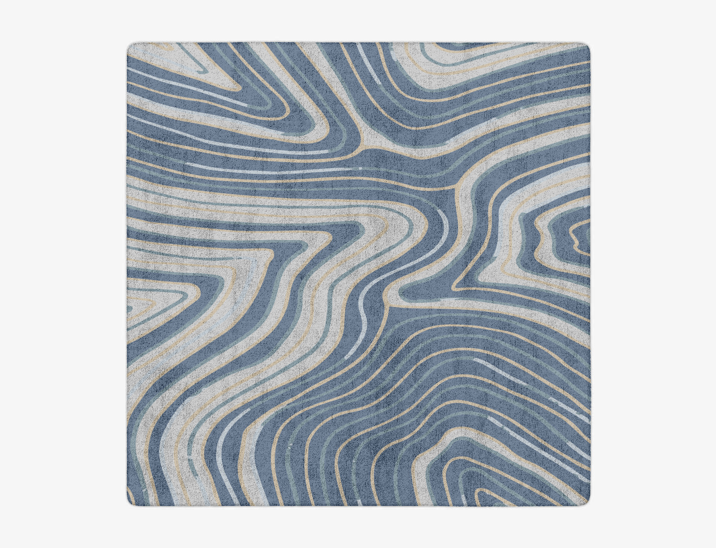 Tread Cerulean Square Hand Tufted Bamboo Silk Custom Rug by Rug Artisan